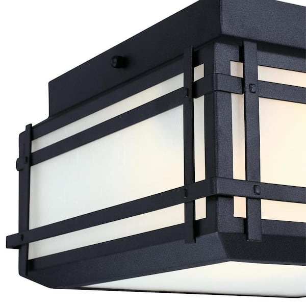 2-Light Black Devyn Textured Outdoor Flush Mount