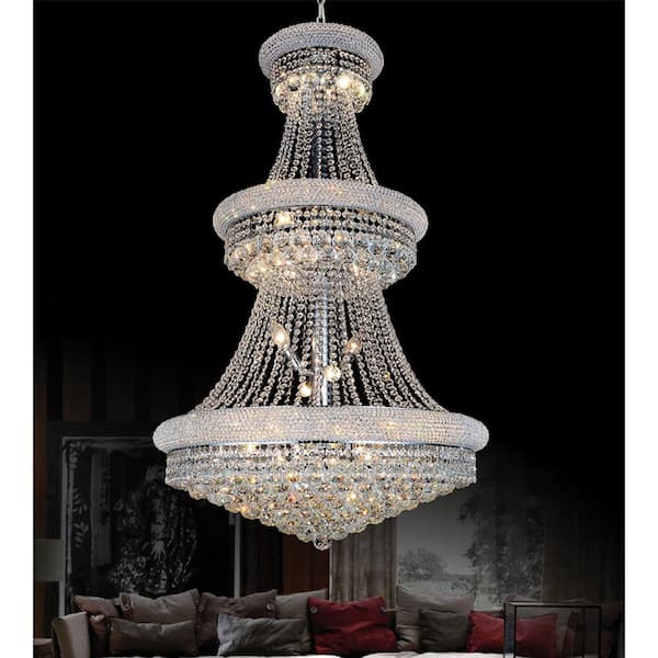 Empire 32 Light Down Chandelier With Chrome Finish