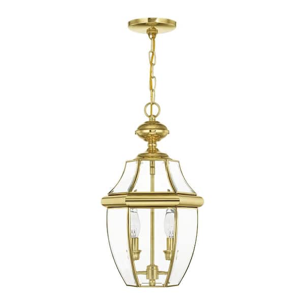 Monterey 2-Light Polished Brass Outdoor Hardwired Pendant Light