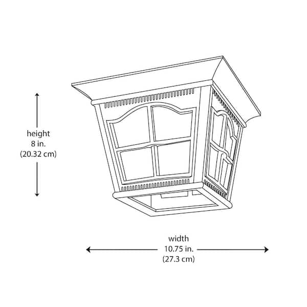 Loridan Square 3-Light Black Outdoor Flush Mount Ceiling Light Fixture with Clear Water Glass