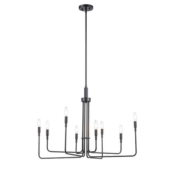 Charlotte 8-Light Black Candle Chandelier Light Fixture