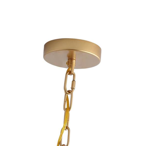 39.4 in. 16-Light Farmhouse Brushed Gold Wagon Wheel Candle Chandelier Geometric Industrial Pendant Lighting