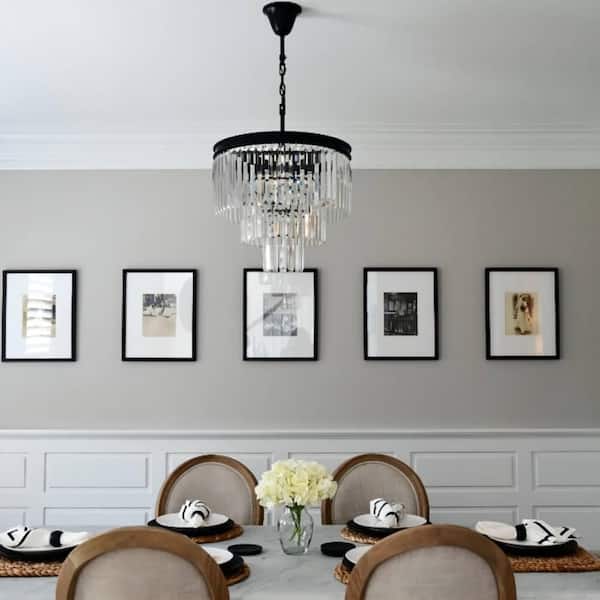 Annapolis 7 -Light Black Unique Tiered Chandelier with Crystal Accents