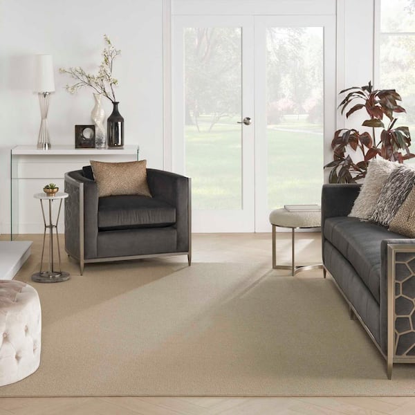 Terrain - Hazelnut - Beige 13.2 ft. 34 oz. Wool Loop Installed Carpet