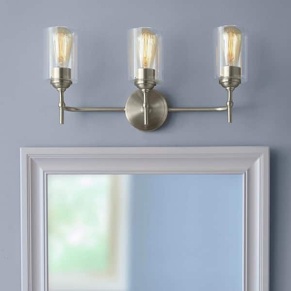 Ayelen 22 in. 3-Light Brushed Nickel Modern Bathroom Vanity Light