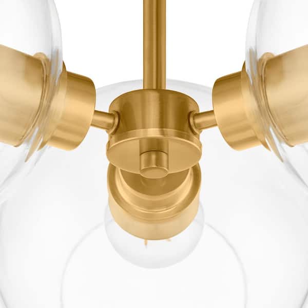 Vista Heights 3-Light Aged Brass Semi Flush Mount Light