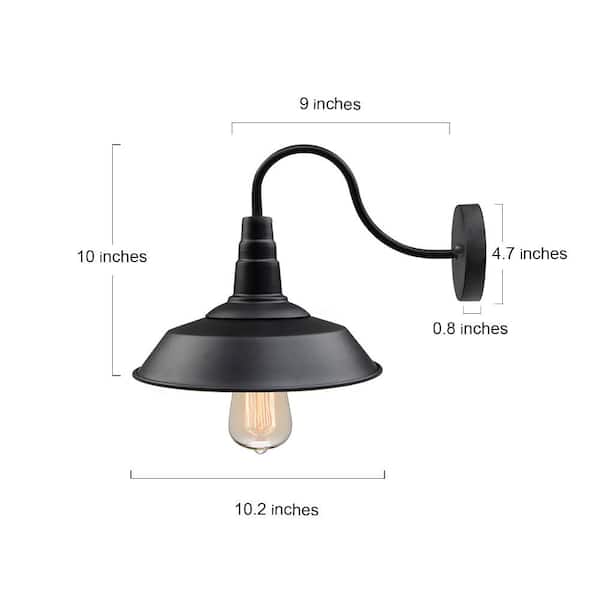 1-Light Black Industrial Classic Wall Sconce Barn Light Farmhouse Gooseneck Barn Vanity Wall Lamp