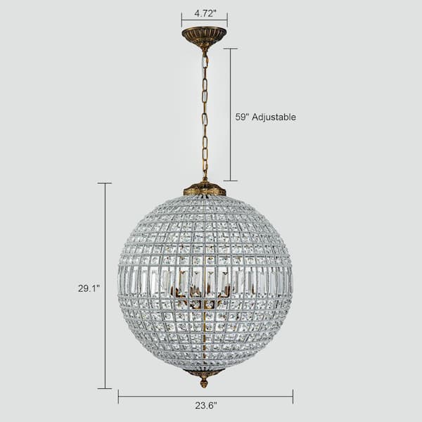 Allenglade 5-Light Unique Antique Gold Globe Chandelier with Crystal Accents