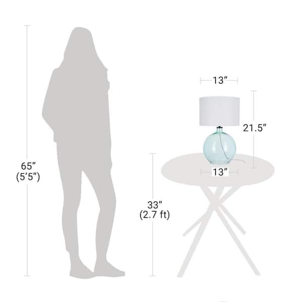 Windmere 21.5 in. Seagrass Green Glass Table Lamp with White Shade