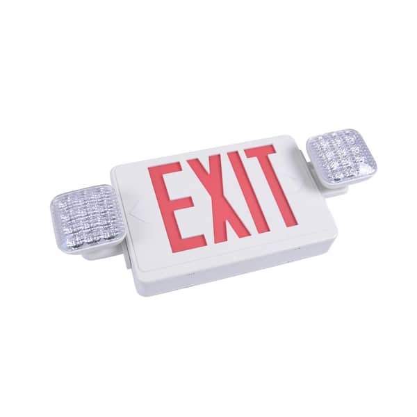 Combo 14-Watt Equivalent Integrated LED White Exit Sign and Emergency Light with Ni-Cad 9.6-Volt Battery