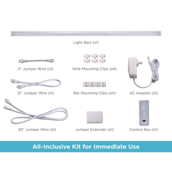 24 in. LED Voice-Enabled Smart Under Cabinet Lighting Kit, 1-Bar Adjustable White Light