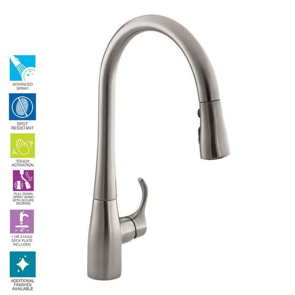 Simplice Single-Handle Pull-Down Sprayer Kitchen Faucet with DockNetik and Sweep Spray in Vibrant Stainless