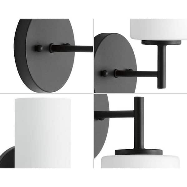 Replay Collection 5-1/4 in. 1-Light Black Etched White Glass Modern Bathroom Vanity Wall Light
