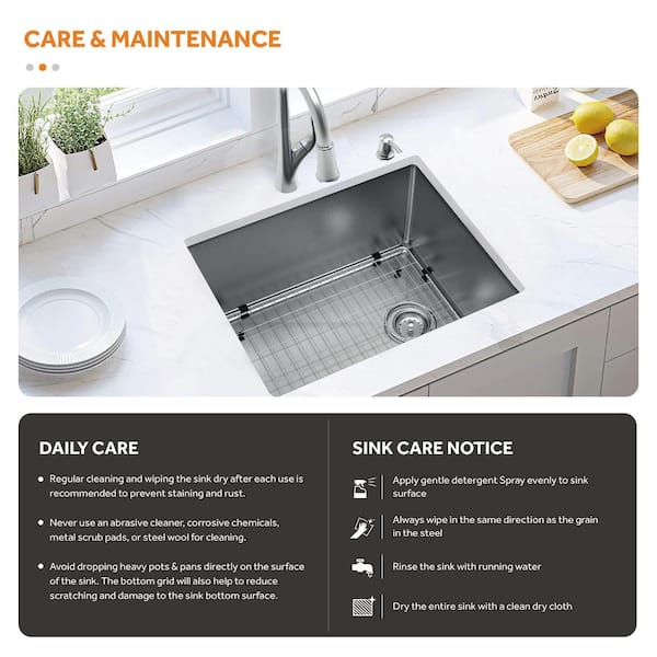 All-in-One Tight Radius Undermount 18G Stainless Steel 23 in. Single Bowl Kitchen Sink, Offset Drain, Pull-Down Faucet