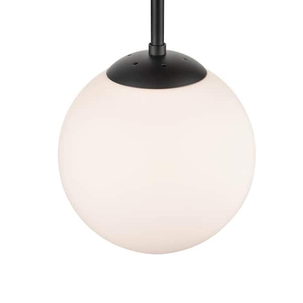 Zeno 1-Light Black Globe Ceiling Light with White Glass Shade