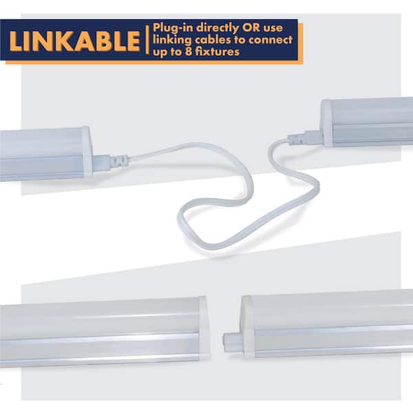 48 in. 50-Watt Equivalent T5 Integrated LED Silver Linkable Under Cabinet Light Adjustable CCT 2700K/4100K/5000K(4-Pack)