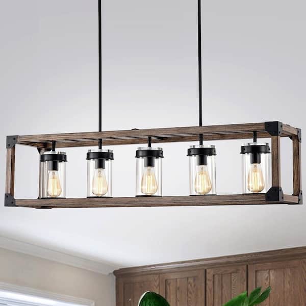 Jhenny 44 in. 5-Light Indoor Black Pendant Lamp with Light Kit