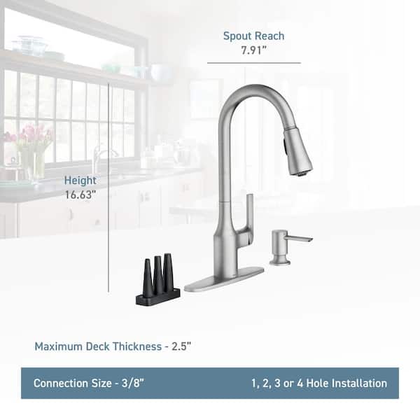 Milton Single-Handle Pull-Down Sprayer Kitchen Faucet with Reflex and Power Clean Attachments in Spot Resist Stainless