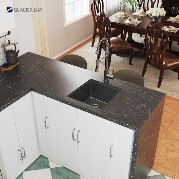 Gunmetal Gunmetal Black Stainless Steel 17 in. 18-Gauge Single Bowl Undermount Bar Sink