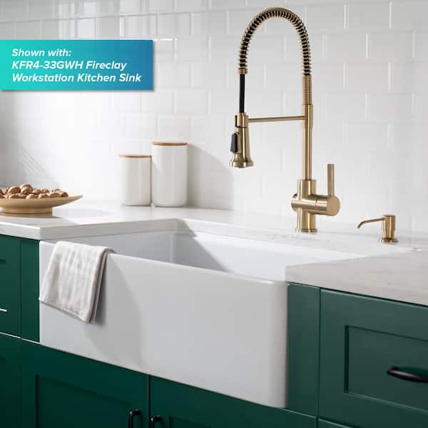 Britt Single Handle Commercial Style Kitchen Faucet in Spot Free Antique Champagne Bronze