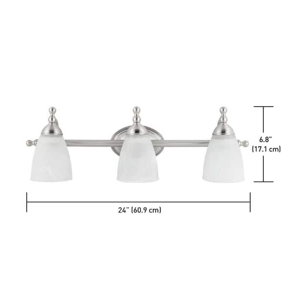 Diana 3-Light Satin Nickel Bath Vanity Light