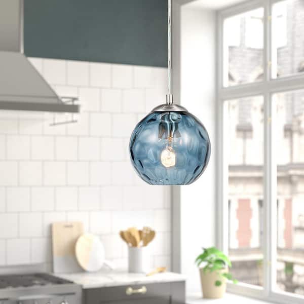 69 in. Hammered Blue Glass Pendant