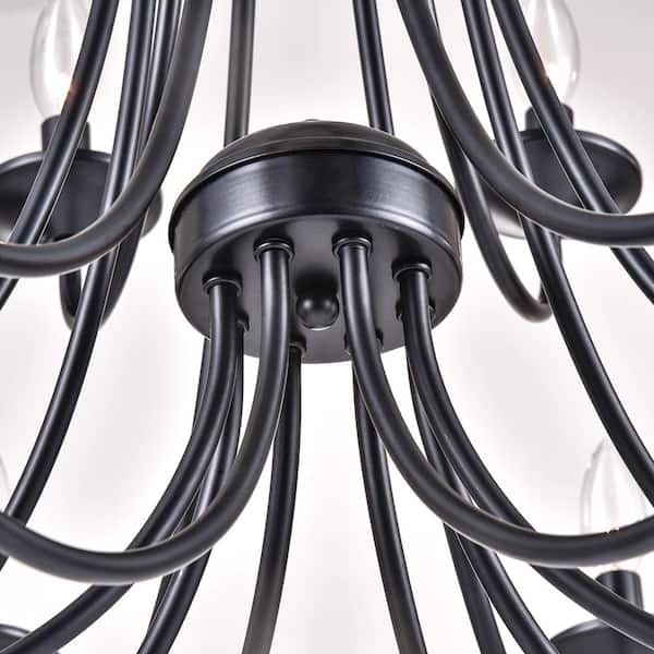 Boise 12 -Light Candle Style Classic Chandelier with Wrought Iron Accents