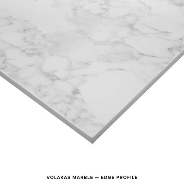 8 ft. L x 25 in. D Engineered Composite Countertop in Volakas Marble with Satin Finish