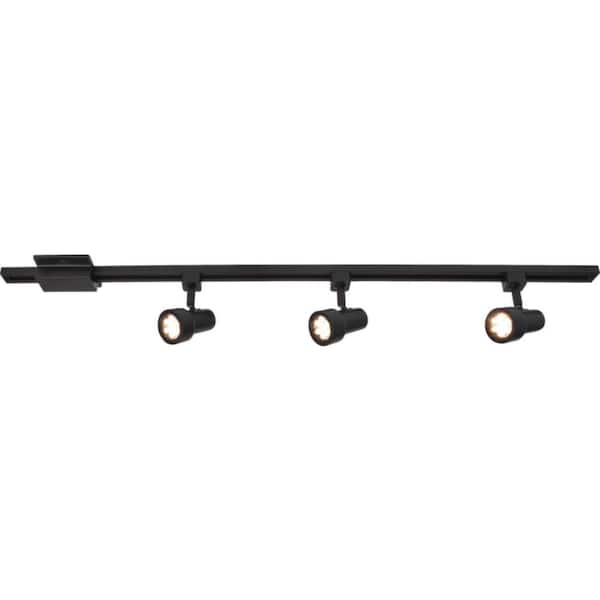 3-Light Mini Step 44 in. Black Integrated LED Linear Track Lighting Kit