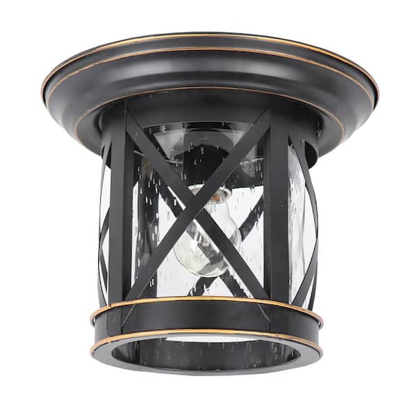 Vincent 1-Light Black Outdoor Dimmable Flush Mount Light