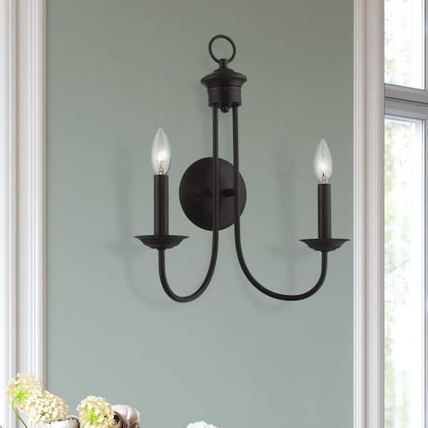 Estate 14 in. 2-Light Black Double Wall Sconce