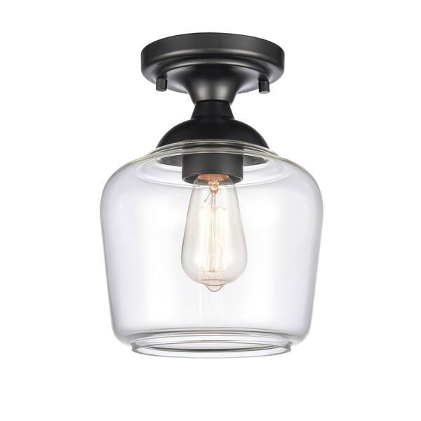 Cape May 8 in. W 1-Light Matte Black Semi Flush Mount