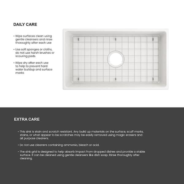 Farmhouse Apron-Front Fireclay 33 in. Single Bowl Kitchen Sink in White with Bottom Grid