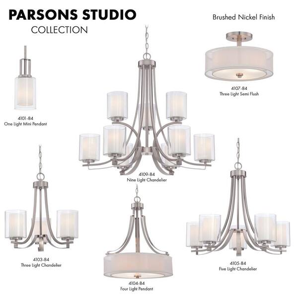 Parsons Studio 3-Light Brushed Nickel Semi-Flush Mount Light