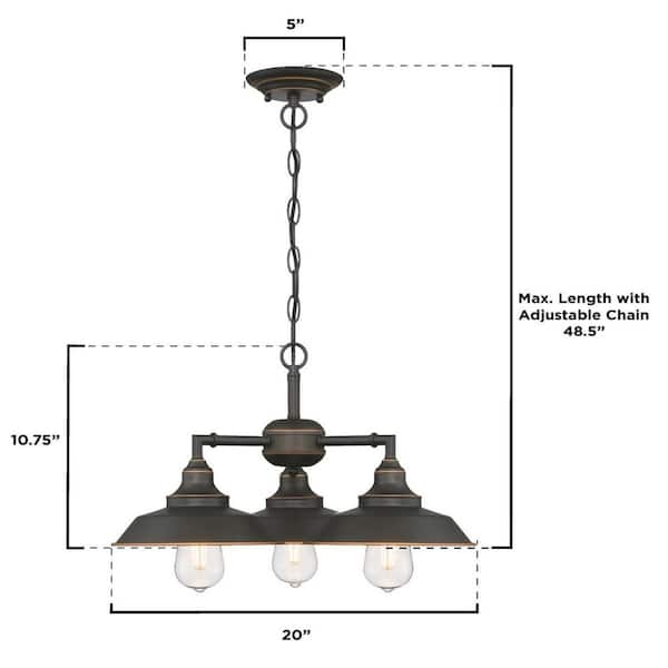 Iron Hill 3-Light Oil-Rubbed Bronze with Highlights Chandelier/Semi-Flush Mount Ceiling Fixture