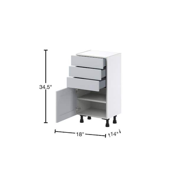 Cumberland Light Gray Shaker Assembled Shallow Base Kitchen Cabinet with 3 Drawers (18 in. W x 34.5 in. H x 14 in. D)