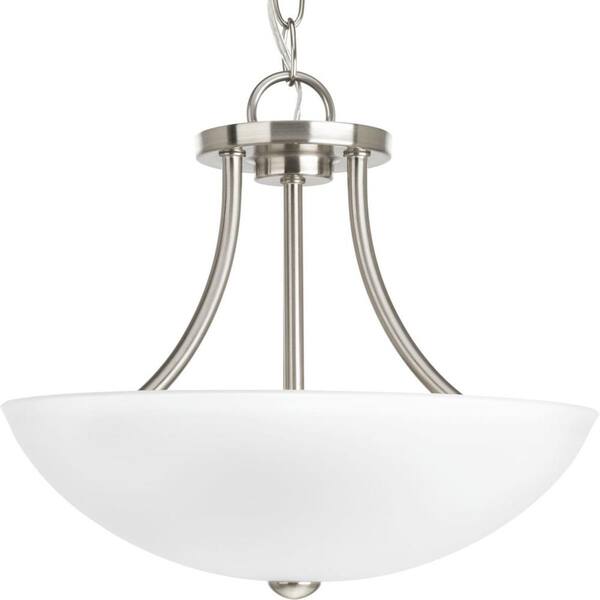 Gather Collection 12.5 in. 2-Light Brushed Nickel Semi-Flush Mount