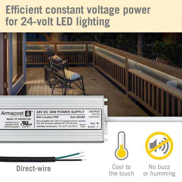 30-Watt Standard Wet Location LED Driver 24-Volt DC Transformer