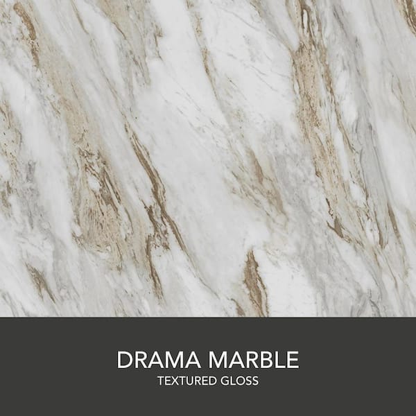 Wilsonart 8 ft. Straight Laminate Countertop Kit Included in Textured Drama Marble with Eased Edge and Backsplash