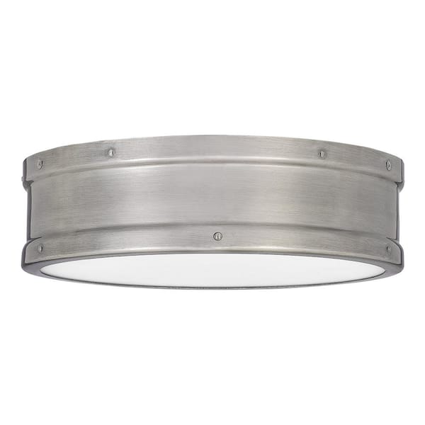Ahoy 12.75 in. Antique Polished Nickel LED Flush Mount