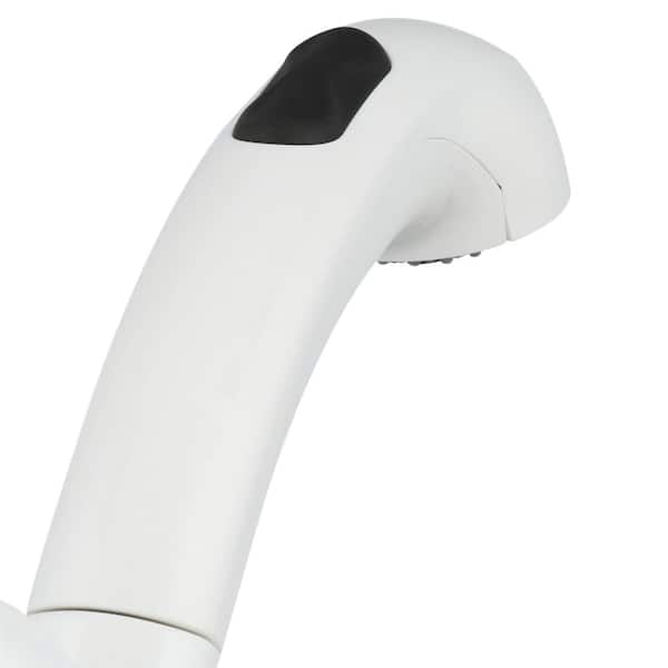 Banbury Single Handle Deck Mount Pull Out Sprayer Kitchen Faucet with Power Clean Deckplate Included in Matte White