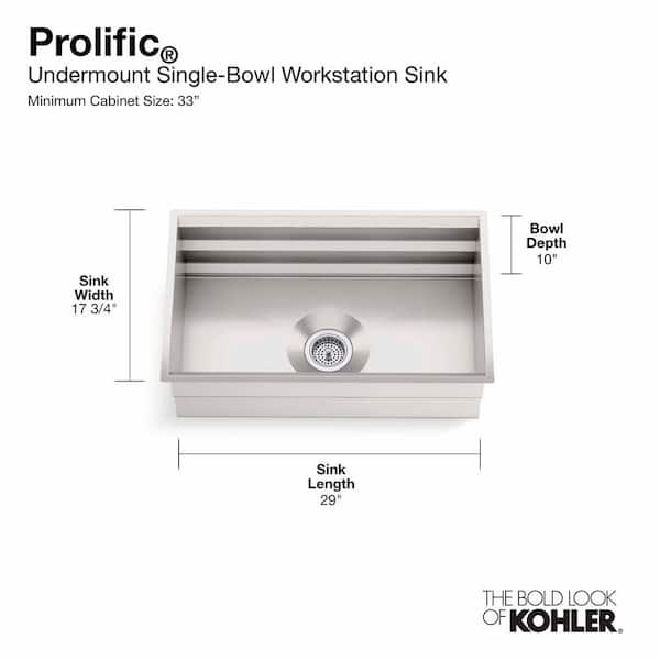 Prolific Undermount Stainless Steel 29 in. L Single Bowl Kitchen Sink