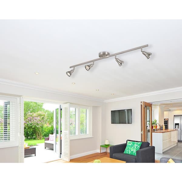 Renew 3.25 ft. 4-Light Brushed Nickel Track Light Fixture with Adjustable Heads