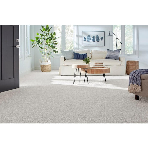 Northern Hills II Snow Cap Grey 54 oz. Triexta Texture Installed Carpet