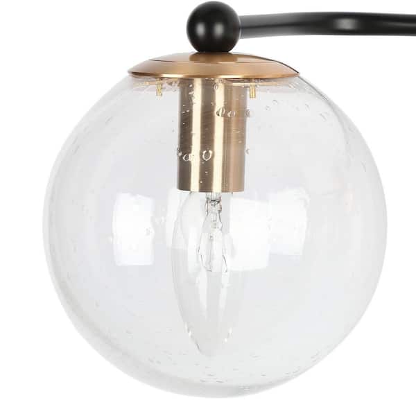 Modern 24.5 in. 3-Light Brass Gold Bathroom Vanity Light, Powder Room Rustic Black Vanity Light Seeded Glass Wall Sconce