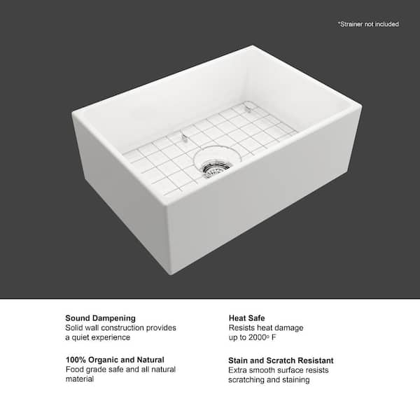 Farmhouse Apron-Front Fireclay 27 in. Single Bowl Kitchen Sink in White with Bottom Grid