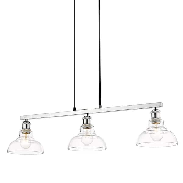 Carver 35.5 in. 3-Light Chrome Semi-Flush Mount