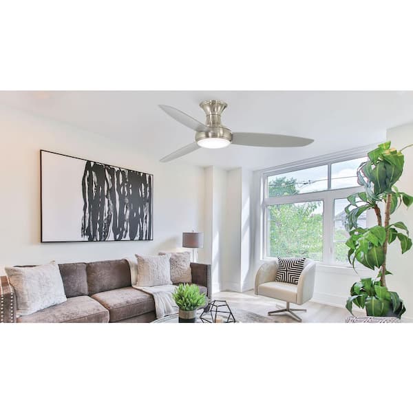 Concept III 54 in. LED Indoor/Outdoor Brushed Nickel Wet Flush Smart Ceiling Fan with Light and Remote Control