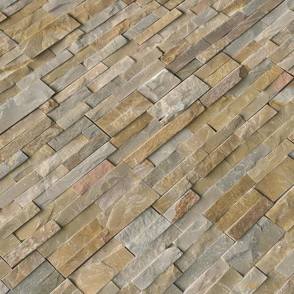 Golden Honey Ledger Panel 6 in. x 24 in. Natural Quartzite Wall Tile (6 sq. ft./case)
