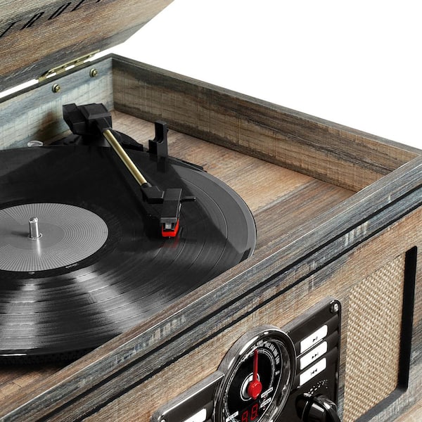 6-in-1 Nostalgic Bluetooth Record Player with 3-Speed Turntable